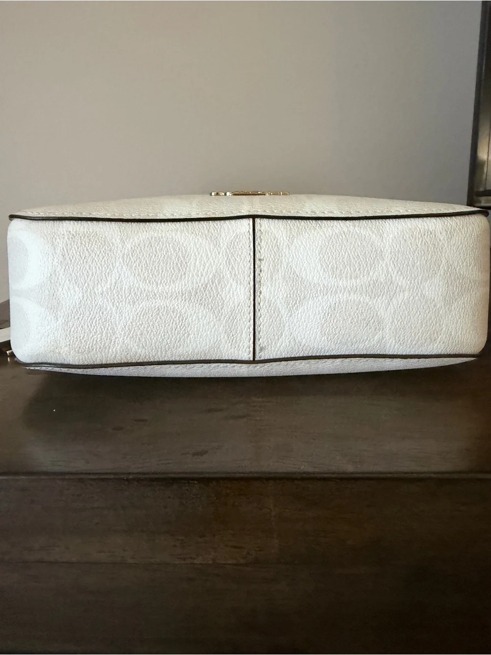 Coach White Signature Dome Satchel with Gold Logo